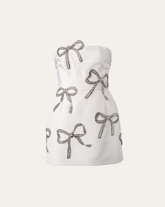 Crystal Bow Strapless Mini Dress